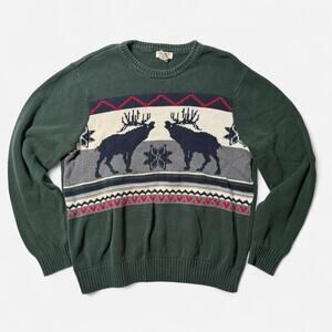 Dockers Green Vintage 90s Crewneck Winter Sweater